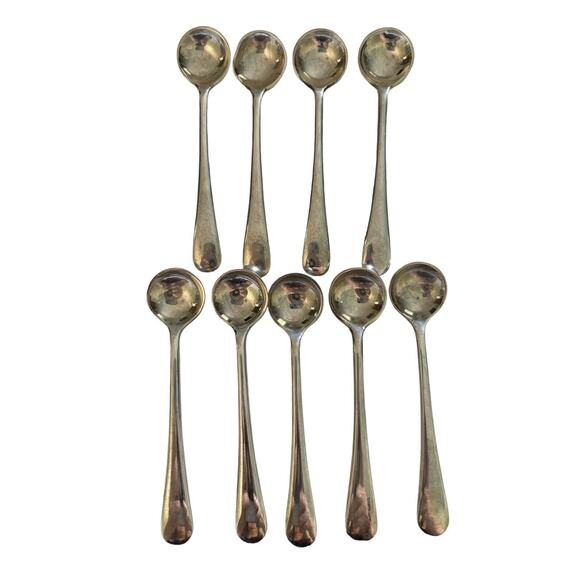9 Elkington Monarchy Salt Spoons Silverplate 3 1/4" Antique Set England - Picture 1 of 11